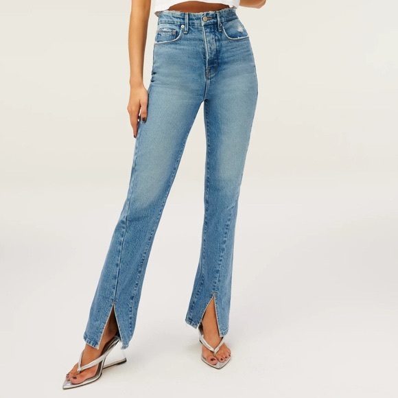 EUC Good American Good Boy Long Twisted Slit Jeans - Size 6/28 - Picture 5 of 5